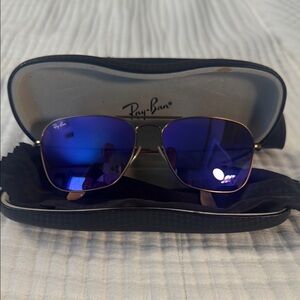 Ray-Ban Blue Aviator Sunglasses with Mirrored Lenses